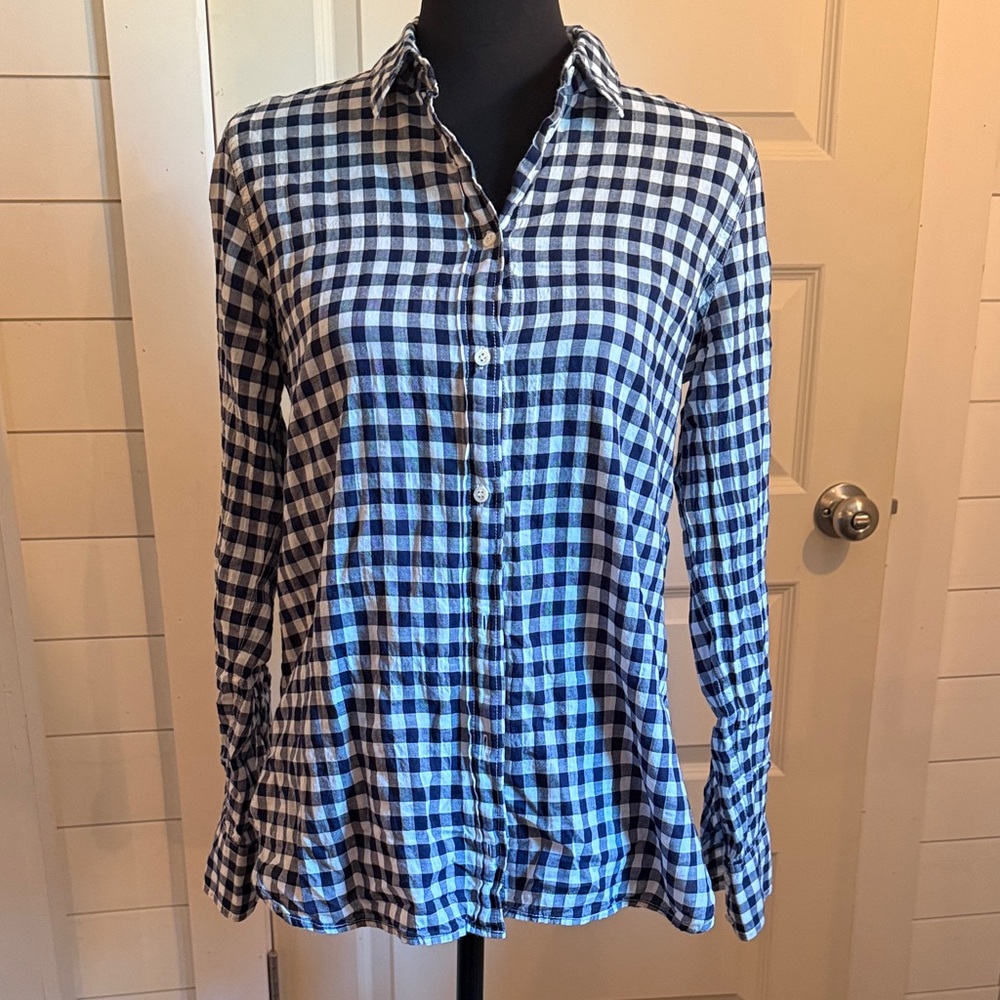 J. Crew boy cut Blue and White Checkered Women's Top